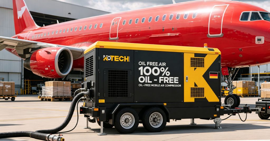Why are oil-free compressors the top choice for aircraft ground support units? KOTECH mobile air compressors have the answer