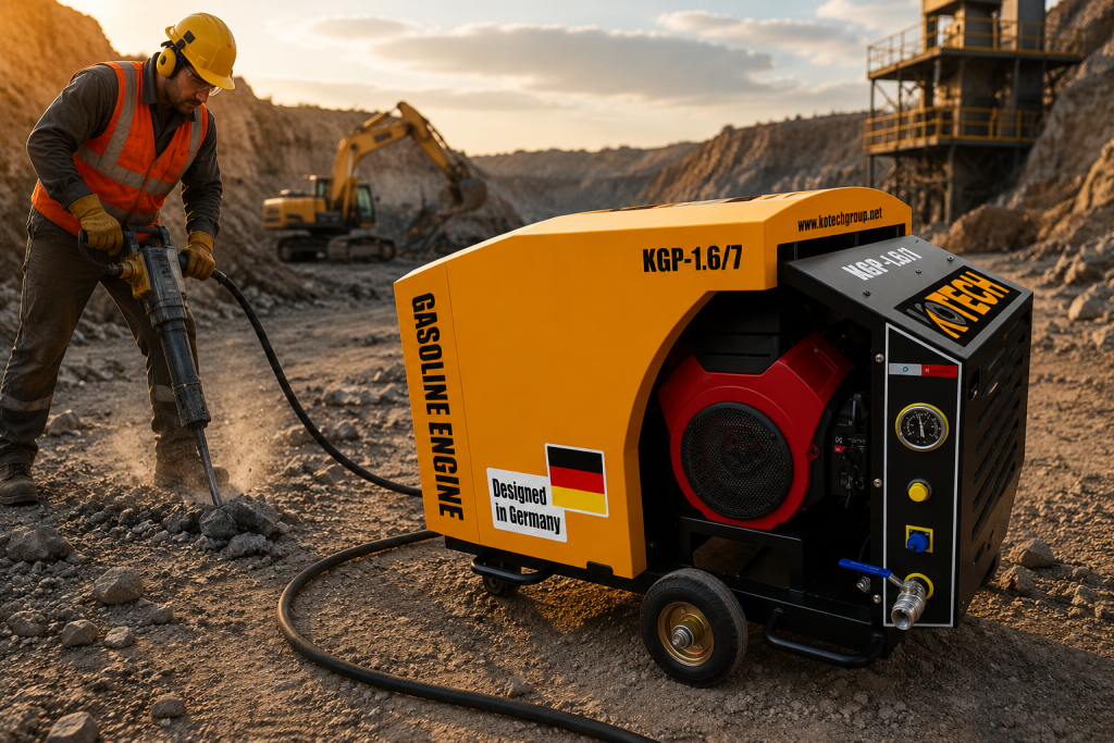 The KOTECH KGP Series Portable Gasoline Air Compressor for Demanding Outdoor Applications
